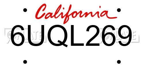 6UQL269 California License Plate