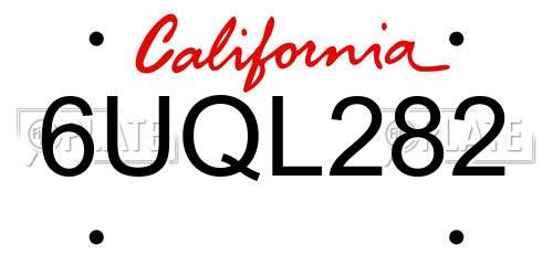 6UQL282 California License Plate