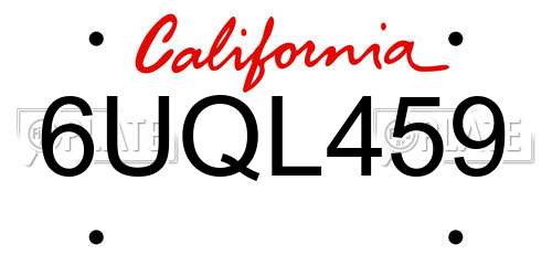 6UQL459 California License Plate