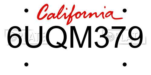 6UQM379 California License Plate