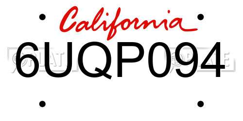 6UQP094 California License Plate