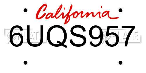 6UQS957 California License Plate