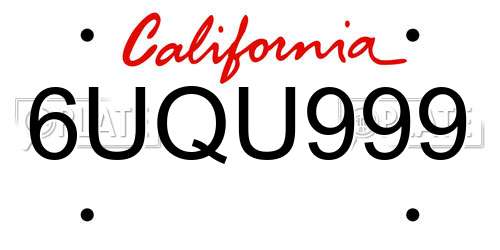 6UQU999 California License Plate