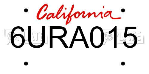 6URA015 California License Plate
