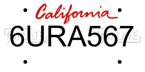 6URA567 California License Plate