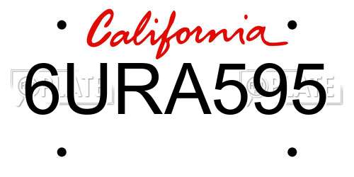 6URA595 California License Plate