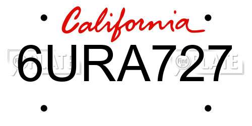 6URA727 California License Plate