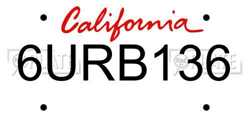 6URB136 California License Plate