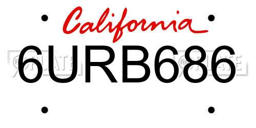 6URB686 California License Plate