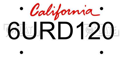 6URD120 California License Plate