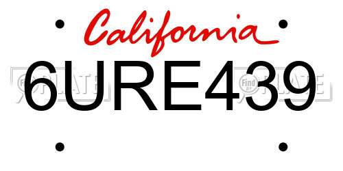 6URE439 California License Plate