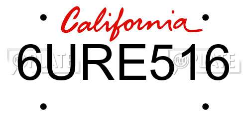 6URE516 California License Plate