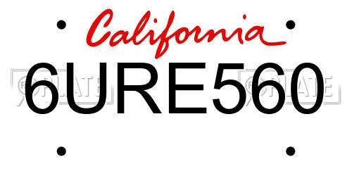 6URE560 California License Plate