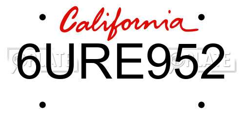 6URE952 California License Plate