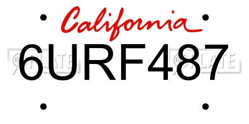 6URF487 California License Plate