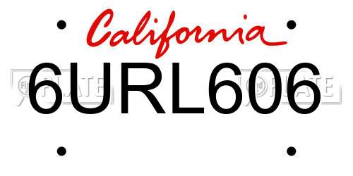 6URL606 California License Plate