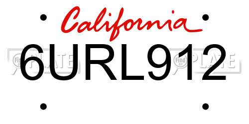 6URL912 California License Plate