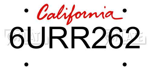 6URR262 California License Plate