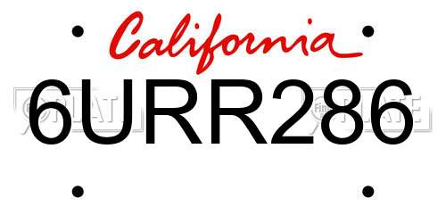 6URR286 California License Plate