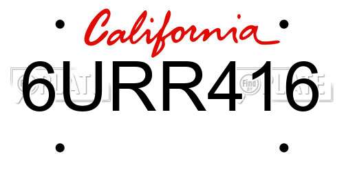 6URR416 California License Plate