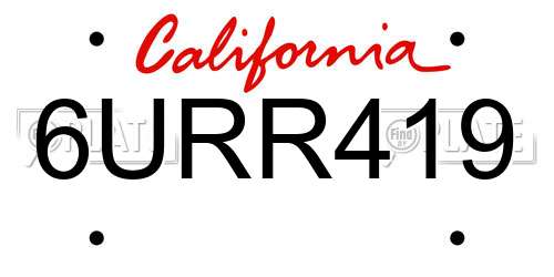 6URR419 California License Plate