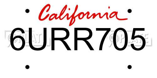6URR705 California License Plate
