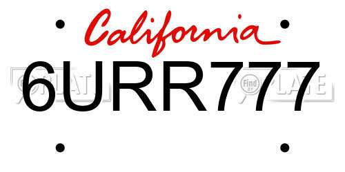 6URR777 California License Plate