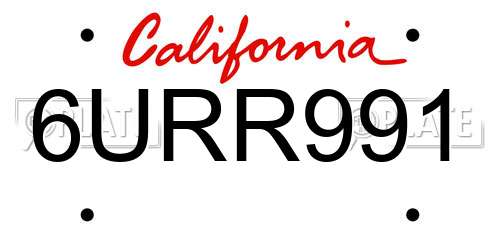 6URR991 California License Plate