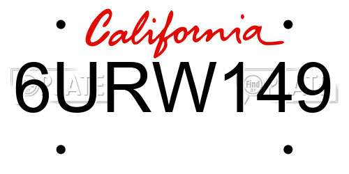 6URW149 California License Plate