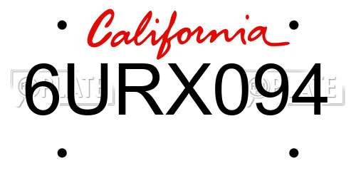 6URX094 California License Plate
