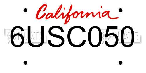 6USC050 California License Plate