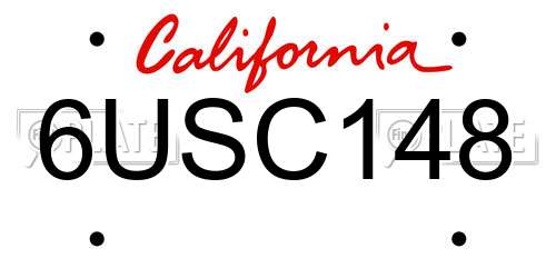 6USC148 California License Plate