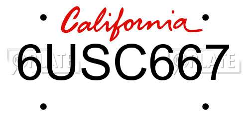 6USC667 California License Plate