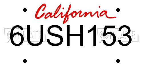 6USH153 California License Plate