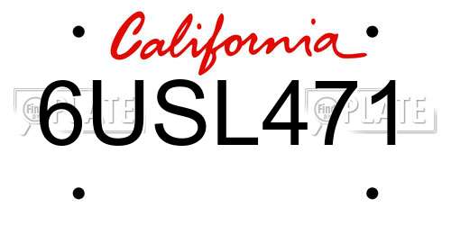 6USL471 California License Plate