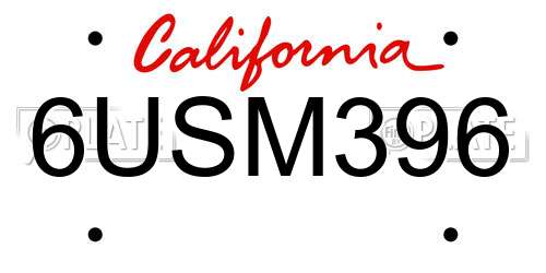 6USM396 California License Plate