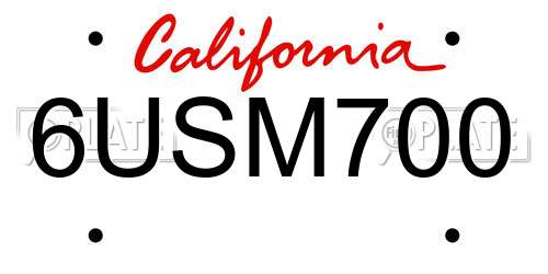 6USM700 California License Plate