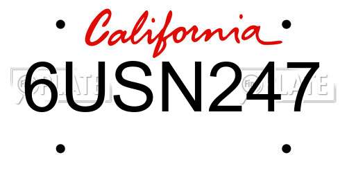 6USN247 California License Plate