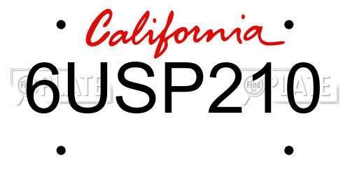 6USP210 California License Plate