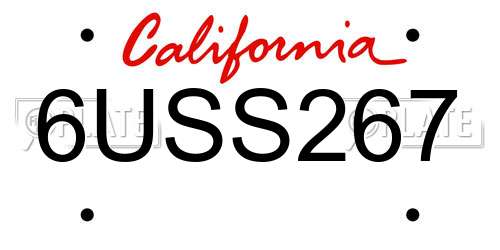 6USS267 California License Plate