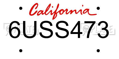 6USS473 California License Plate