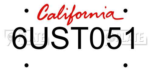 6UST051 California License Plate