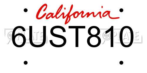 6UST810 California License Plate