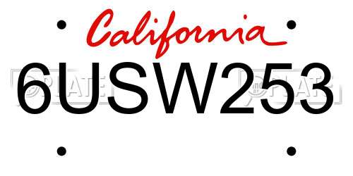 6USW253 California License Plate