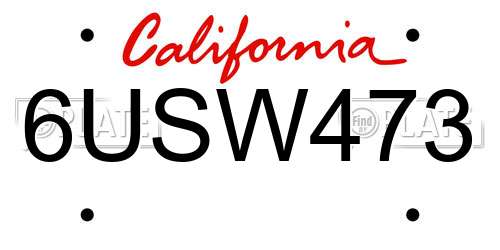 6USW473 California License Plate