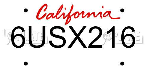 6USX216 California License Plate