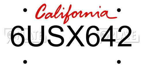 6USX642 California License Plate
