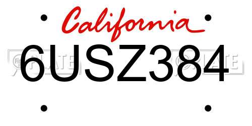 6USZ384 California License Plate