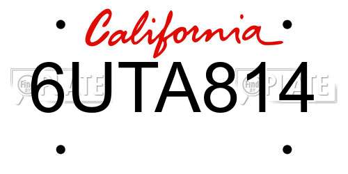 6UTA814 California License Plate
