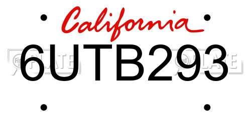 6UTB293 California License Plate